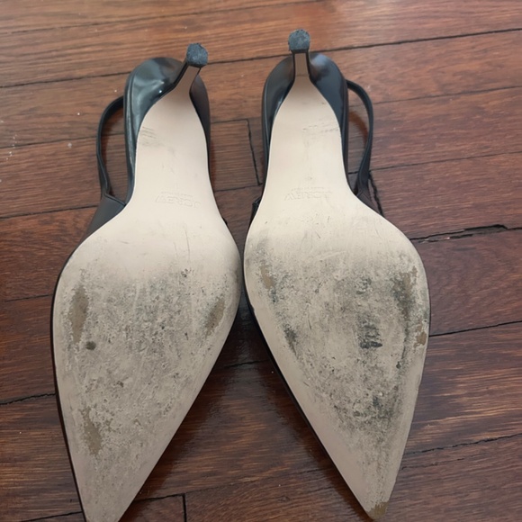 J Crew Slingback Black Leather Size 9 Kittenheels - Picture 4 of 7